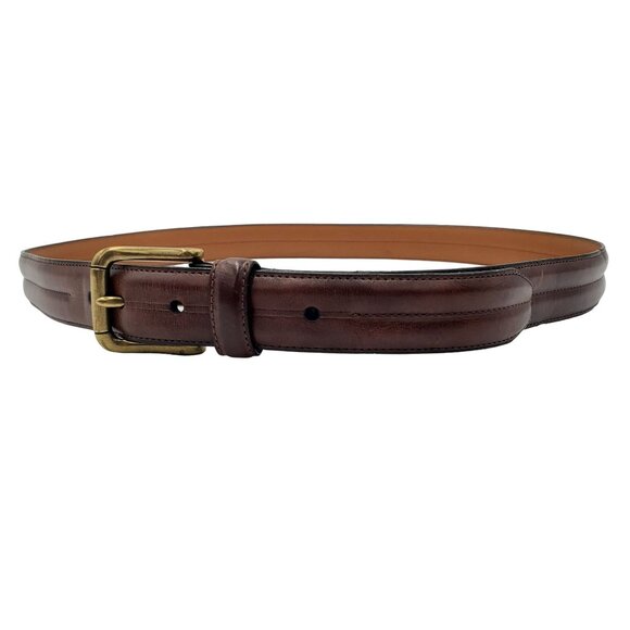 Chaps Belt Men's size 40 Brown leather Dress gold tone buckle Casual Cowhide - Picture 7 of 13